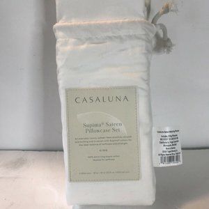 CASALUNA Supima Sateen King Pillow Case Set White 500 Count